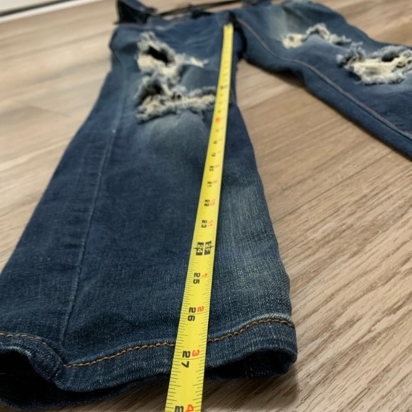 Machine Dark Wash Distressed Overalls Juniors Large - Picture 11 of 12